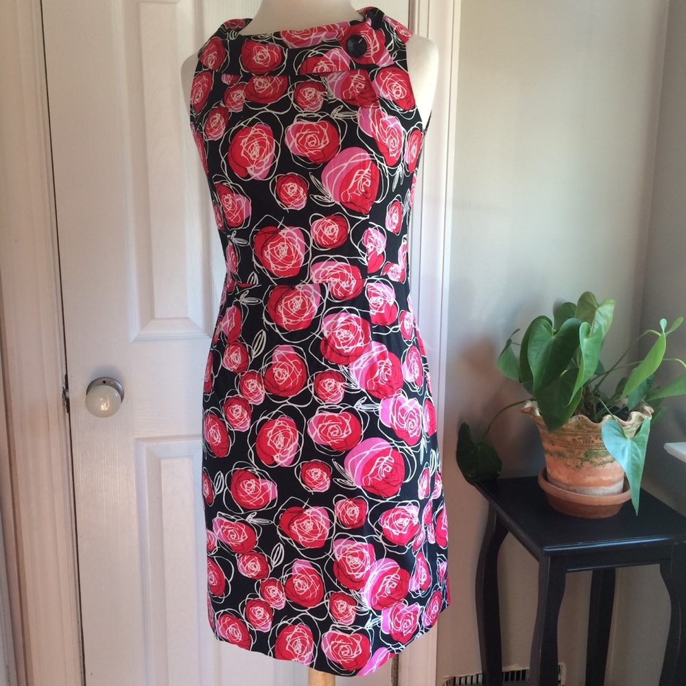 Karin Stevens Retro Rockabilly Black Rose Dress 8p